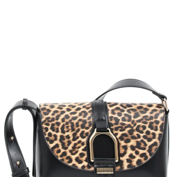 Γυναικεία μικρή τσάντα ώμου μαύρη animal print DOCA 22664