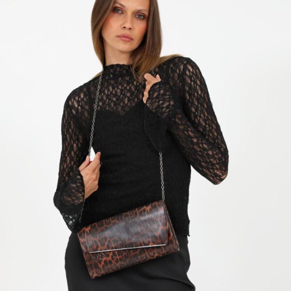 Γυναικείο βραδινό τσαντάκι clutch  animal print DOCA 22832