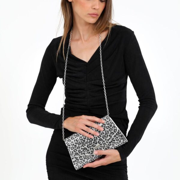 Γυναικείο βραδινό τσαντάκι clutch animal print DOCA 22833